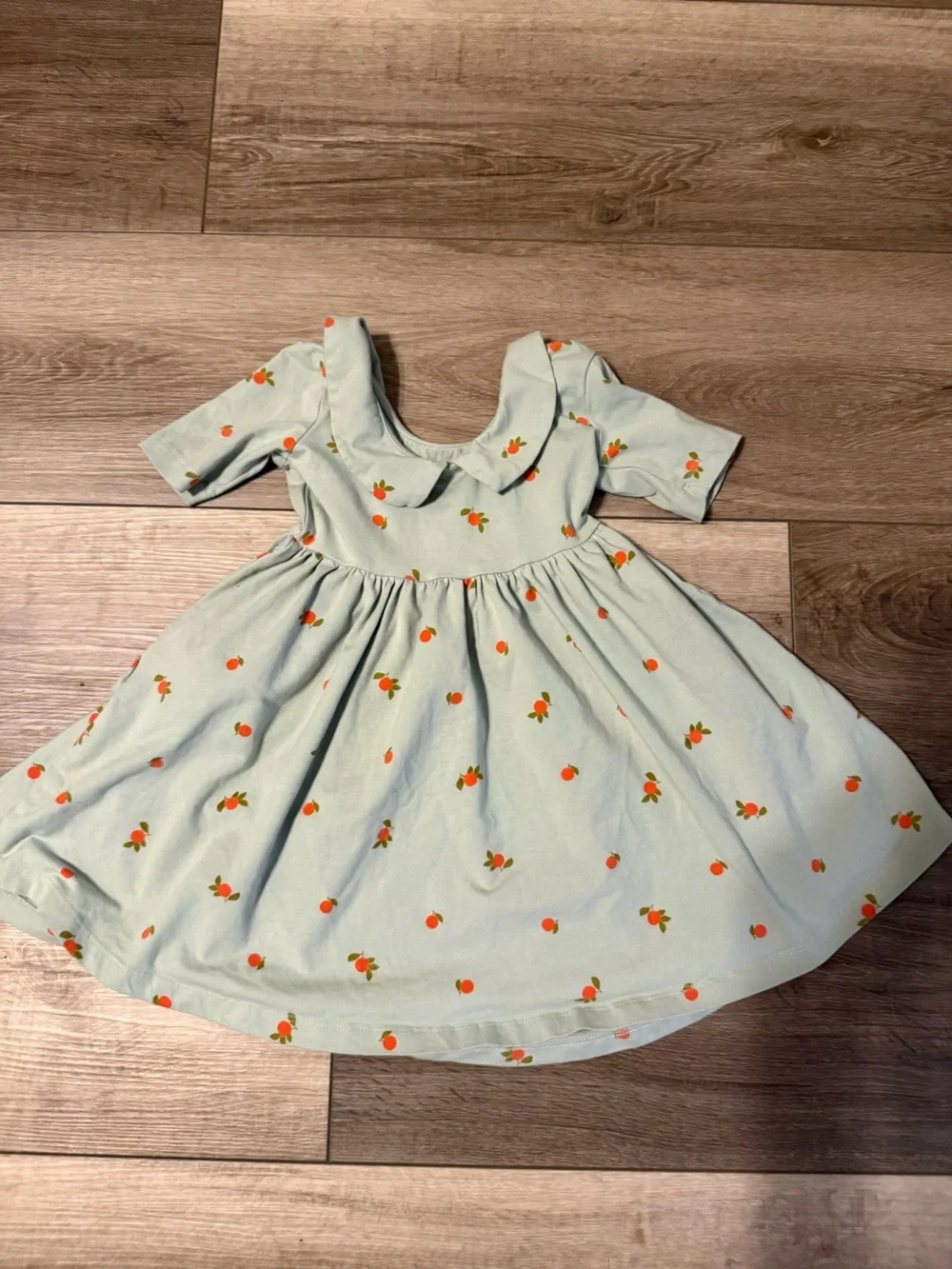 Hanna Andersson Mint Green Dress with Orange Print